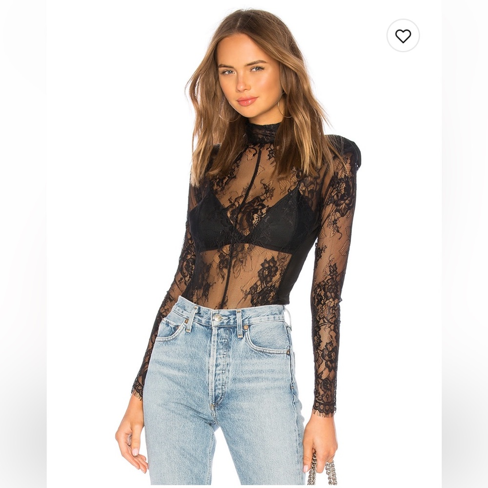 NBD Peter Bodysuit Black Lace M Like New